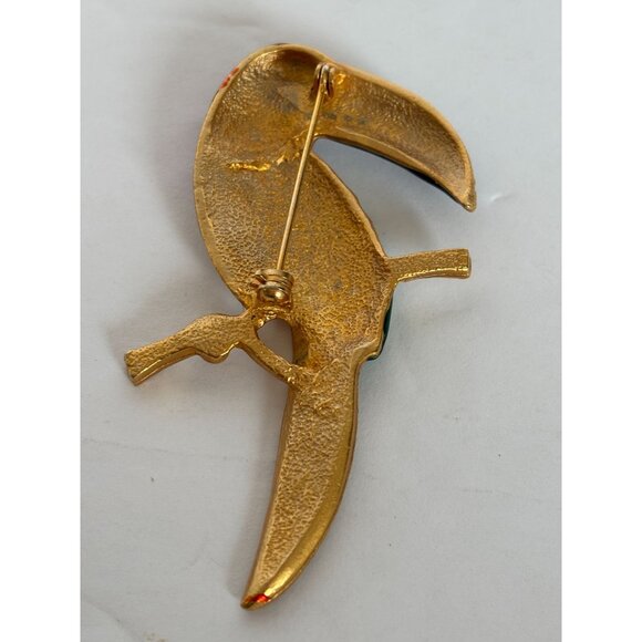 Amanda Smith Brooch Pin Toucan Bird Rhinestone Cruise Tropical Jewelry 3 Inch - Picture 4 of 7